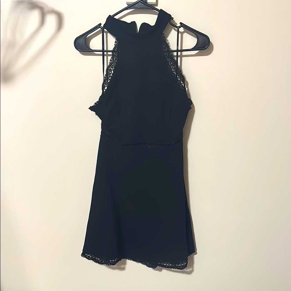 Lulu’s Black Halter Skater Dress
